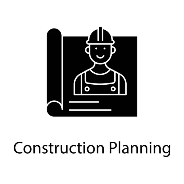 Icon Construction Planning Engineer Avatar Solid Vektordesign – stockvektor