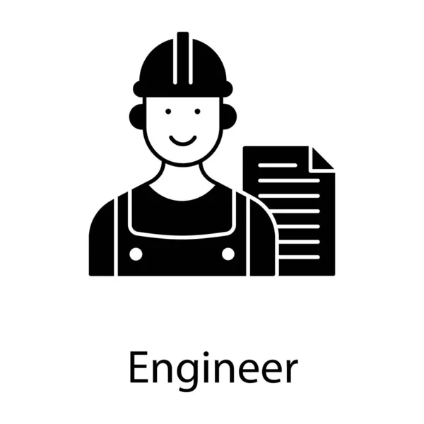Икона Инженера Строительной Площадки Аватар Сплошной Векторный Дизайн — стоковый вектор