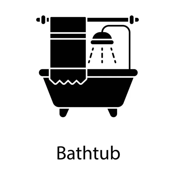 Icon Bathtub Glyph Designed Isolated Background — Stock Vector