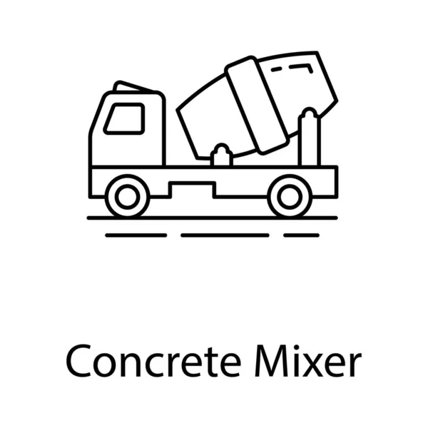 Cement Mixer Lader Truck Cement Truck Icoon Lijn Stijl — Stockvector