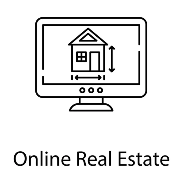 Digitale Huisvesting Online Onroerend Goed Icoon Lijn Ontwerp — Stockvector