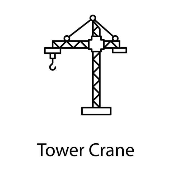 Máquina Elevación Industrial Icono Grúa Torre Diseño Línea — Vector de stock