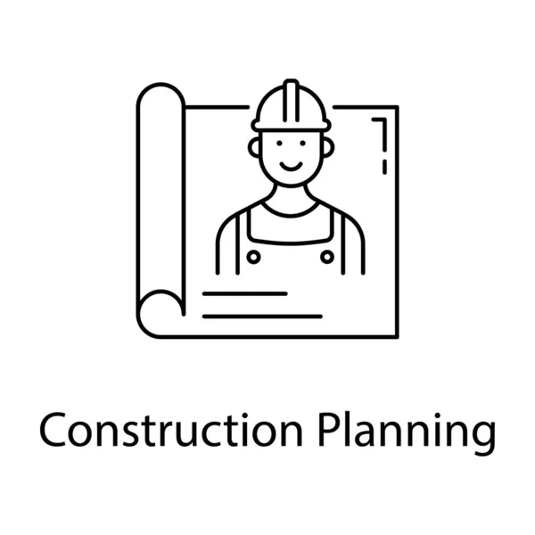 Icon Construction Planning Engineer Avatar Line Vector Design — Stock Vector