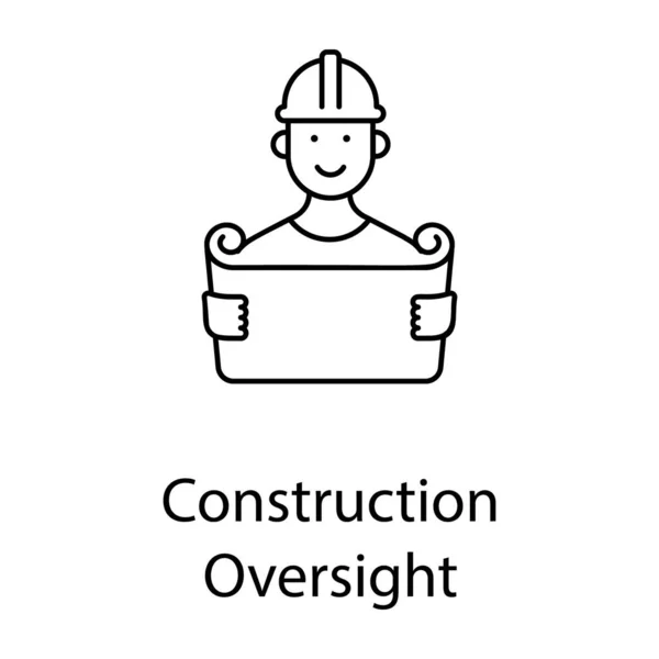 建筑工地管理员 建筑工程师直线矢量设计图标 — 图库矢量图片