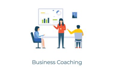 Resmi eğitmen, düz çizim tasarımında iş koçluğu vektörü 