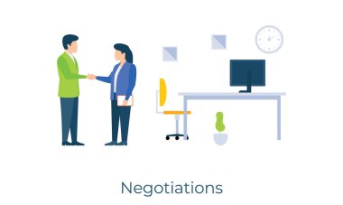 Resmi anlaşma, düz illüstrasyonda iş görüşmesi vektörü 