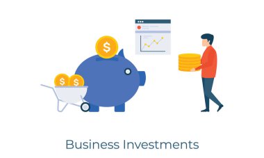 Sermaye tasarrufu kavramı, düz illüstrasyondaki iş yatırım vektörü 