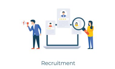 Boş dairelerdeki boş kişileri işe almak, insan kaynakları, düz illüstrasyondaki işe alma vektörü 