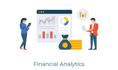 Ticari ilerleme grafiği, finansal analitik tasarımın düz çizimi 