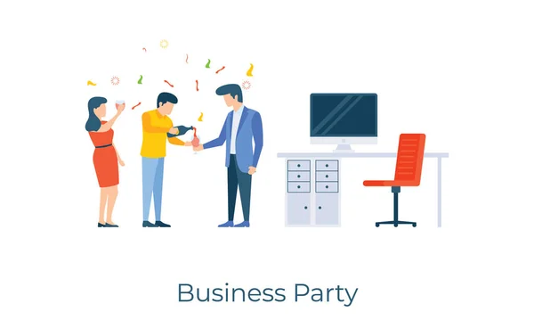 Party celebration at workplace, business party flat illustration