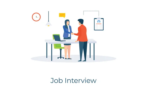 Hiring Jobs Meeting Candidates Job Interview Illustration Flat Design — ストックベクタ