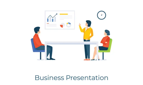 Project Discussion Infographic Business Presentation Vector Flat Illustration Design — Stock Vector