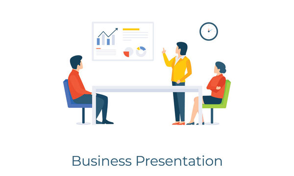 Project discussion and infographic, business presentation vector in flat illustration design 