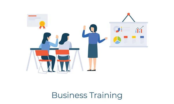 Offisiell Business Coaching Business Training Vektor Flat Illustration Design – stockvektor