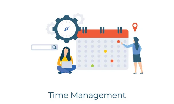 Augmentation Productivité Dans Fixation Temps Gestion Temps Dessin Illustration Plat — Image vectorielle