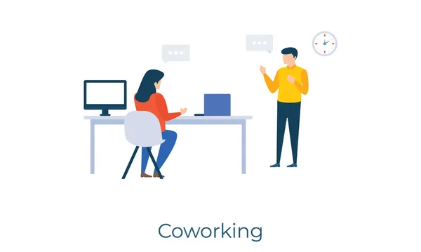 Colleagues Discussion Business Team Coworkers Vector Flat Lustration Design — ストックベクタ
