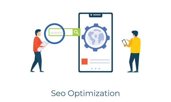 Sökmotoroptimering Illustration Platt Design — Stock vektor