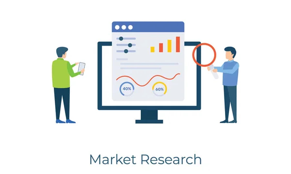 商业数据分析 市场研究矢量在平面插图中 — 图库矢量图片