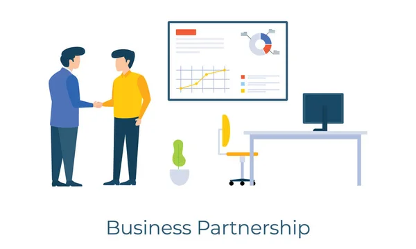 Oficjalna Umowa Wektor Partnerstwa Biznesowego Płaskiej Ilustracji — Wektor stockowy