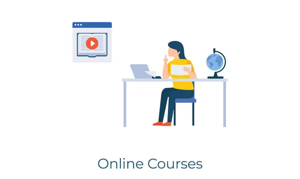 Digital Learning Concept Online Course Vector Flat Illustration Design — Stock Vector