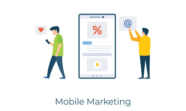 Εμπόριο Ιογενής Εμπορία Mobile Marketing App Επίπεδη Σχεδίαση Απεικόνισης — Διανυσματικό Αρχείο
