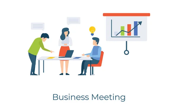 Coworkers Discussing Business Project Chart Business Meeting Flat Illustration — ストックベクタ