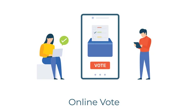 Instalação Votação Civis Civis Estrangeiros Ilustração Plana Vetorial Votação Online — Vetor de Stock
