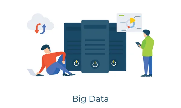 Cloud Mit Datenserver Rack Big Data Flaches Illustrationsdesign — Stockvektor