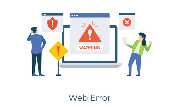 Предупреждение Вектор Веб Ошибок Плоской Иллюстрации — стоковый вектор