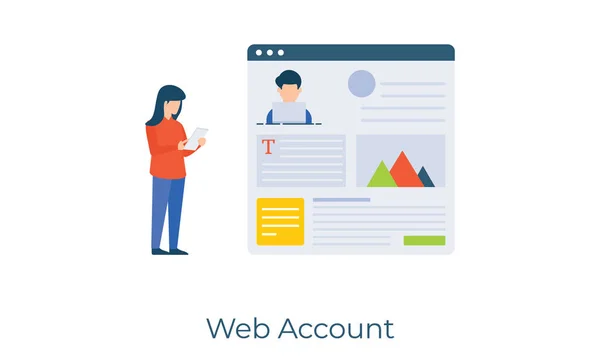 Perfil Digital Conhecido Como Web Account Flat Vector Illustration — Vetor de Stock