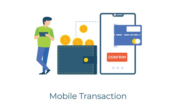Способ Оплаты Мобильный Стиль Оформления Транзакций — стоковый вектор