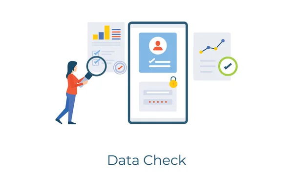 Obchodní Informatika Kontrola Dat Ilustrace Plochém Designu — Stockový vektor