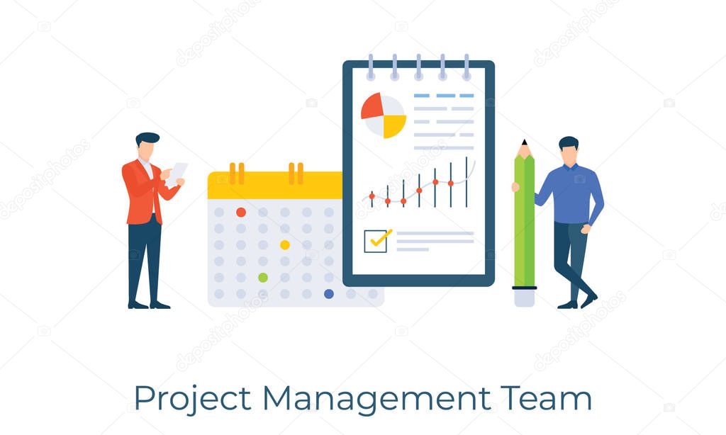Business tasks, business planning advisors, project management team vector in flat illustration design 