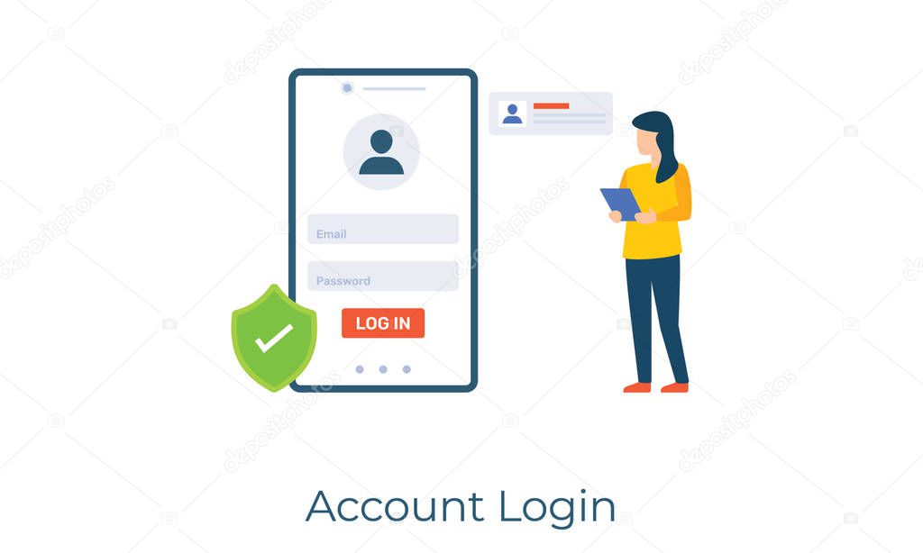 Secure account privacy, account login flat illustration style 