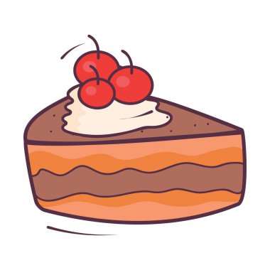 Tatlı vişneli pasta tatlı, pasta dilimi ikonu 