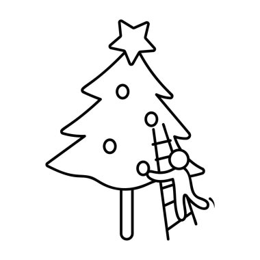 Noel ağacı, web tasarımları ve mobil uygulamalar için dekoratif vektör.