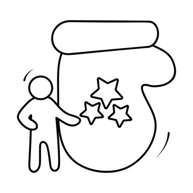 Noel eldiveni, kış giyimi tasarımı vektörü.