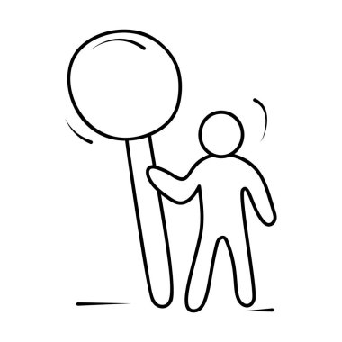 Çubukta çizgili yuvarlak şeker, lolipop ikonu