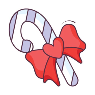 Sevgililer Günü hediyesi tatlılar, şeker kamışı vektörünün düz karalama ikonu  