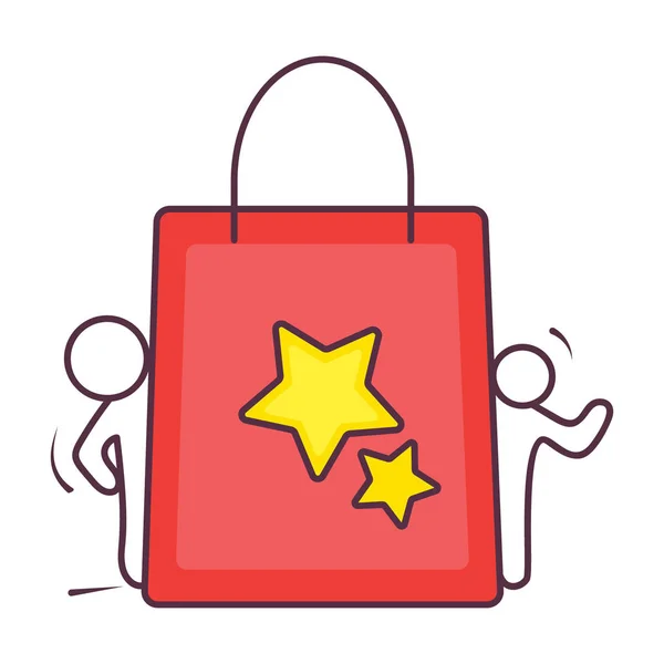 Hvězdy Tote Bag Koncept Oblíbené Nákupní Ikony — Stockový vektor