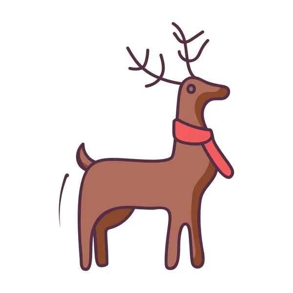 Christmas Deer Elk Animal Icon Flat Design — Stock Vector