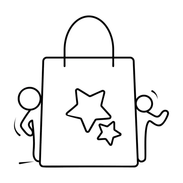 Hvězdy Tote Bag Koncept Oblíbené Nákupní Ikony — Stockový vektor
