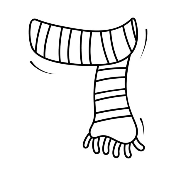 丝巾配饰针织冬季图标的线条风格 — 图库矢量图片