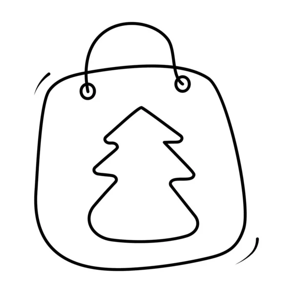 トートバッグのクリスマスツリークリスマスショッピングアイコンの概念 — ストックベクタ