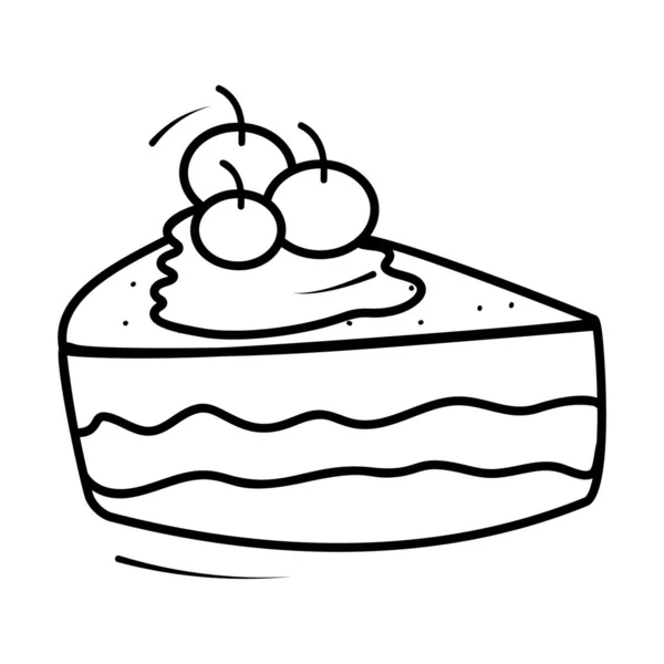 Süßkirschkuchen Dessert Kuchen Scheiben Symbol — Stockvektor