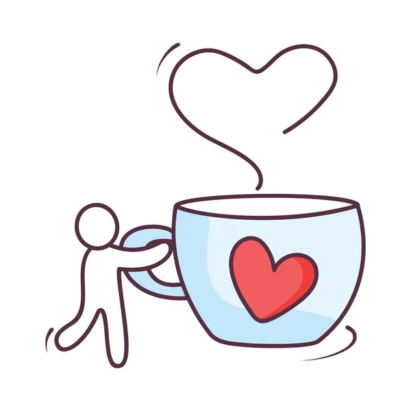 Valentin Meetup Tasse Thé Design Vectoriel Plat — Image vectorielle