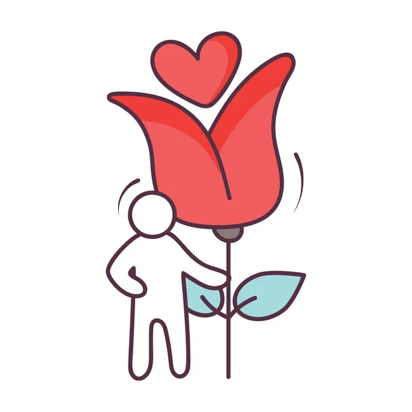 Rose Valentine Λουλούδι Εικονίδιο Χέρι Σχέδιο — Διανυσματικό Αρχείο