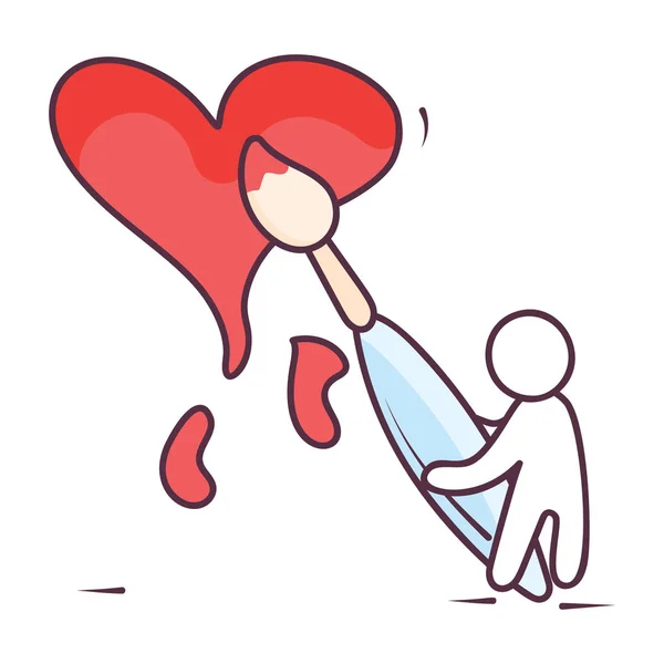 발렌타인 아티스트 심장을 디자인에 흐르는 아이콘으로 그리는 — 스톡 벡터