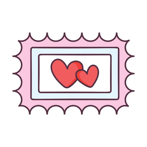 Κορνίζα Δύο Καρδιών Ερωτική Φωτογραφία Στο Doodle Design — Διανυσματικό Αρχείο