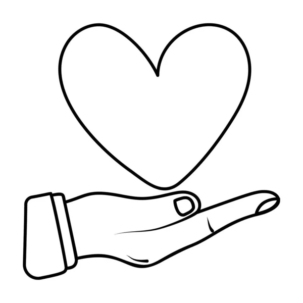 Εμφάνιση Καρτούν Υποστήριξης Αγάπης Εικονίδιο Γραμμής Του Σχεδιασμού Φορέα Φροντίδας — Διανυσματικό Αρχείο